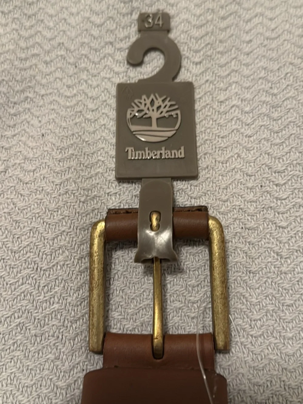Timberland Brown Leather Belt with Brass-Tone Buckle 34 inches